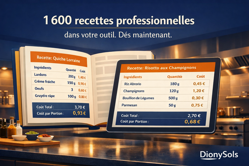 Plus de 1 600 recettes professionnelles directement dans DionySols